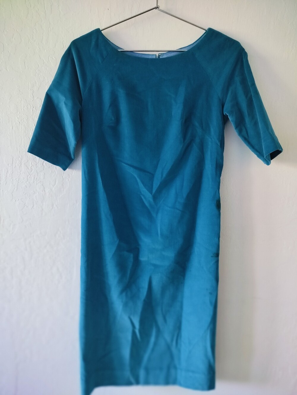 Gorgeous Vintage 1970s Handmade Teal Velvet Dress XS/S